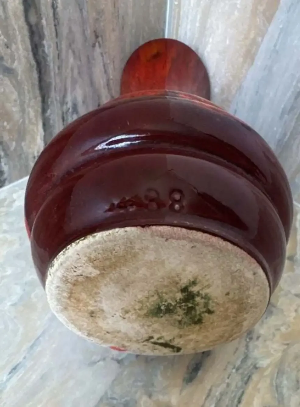 Vintage West German Pottery Red Glossy Drip Glaze Ceramic Vase